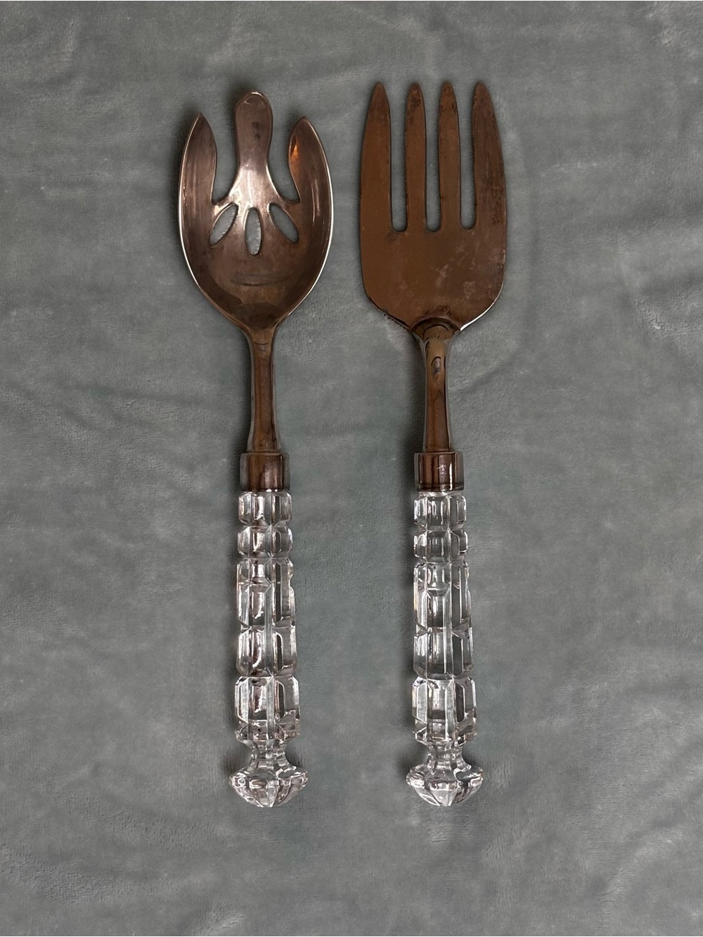Shannon Crystal by Godinger Versailles 2 Piece Crystal Handled Salad Serving Set